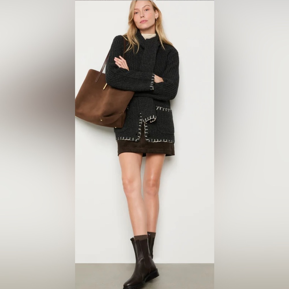 NWT Alex Mill Marleybone Sweater Jacket with Scarf in Charcoal